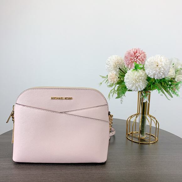 Michael Kors 35F1GTVC6T Jet Set Travel Dome Crossbody Bag Leather Powder Blush - Picture 2 of 8